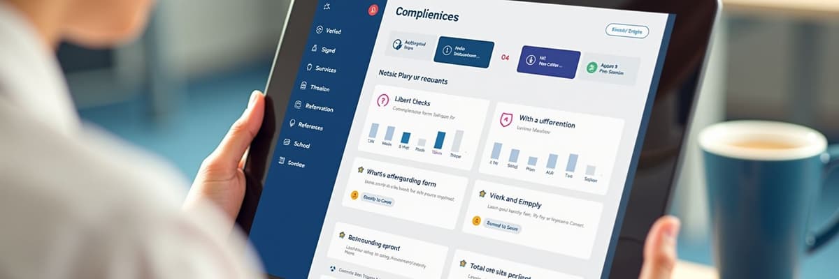 Education recruiter reviewing digital safeguarding and compliance checks for school staff using Chameleon-i CRM.