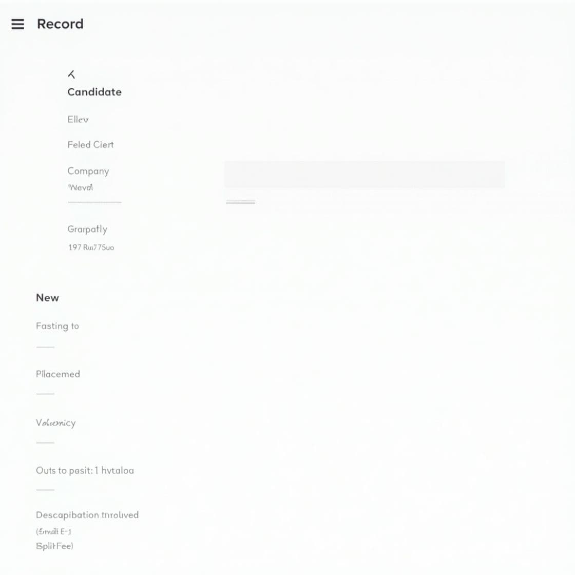 Highly realistic CRM screen showing locked “Creator” fields across candidate, client, and placement records, helping track user accountability in multi-consultant workflows.