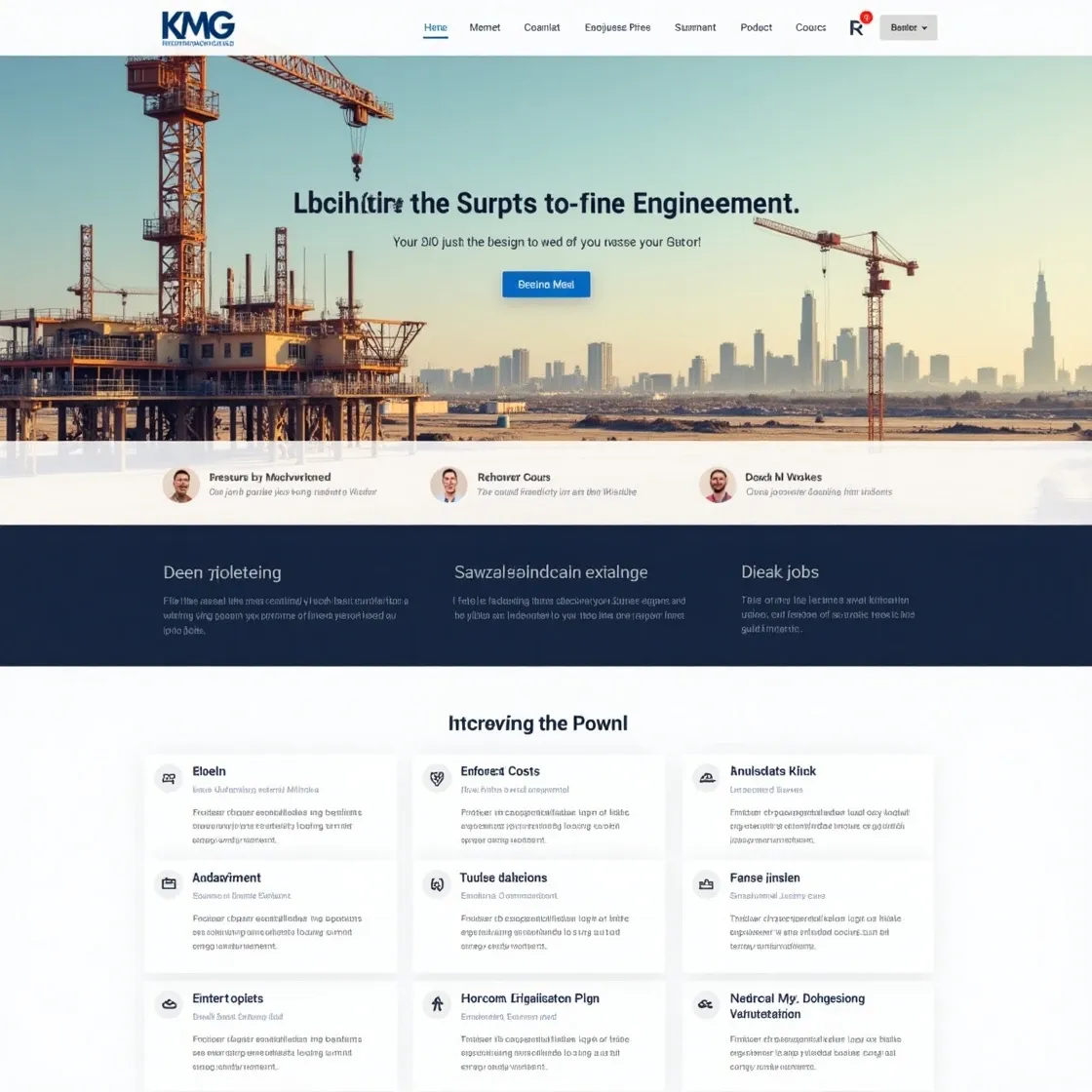 KMG International's recruitment website with Middle East construction theme.